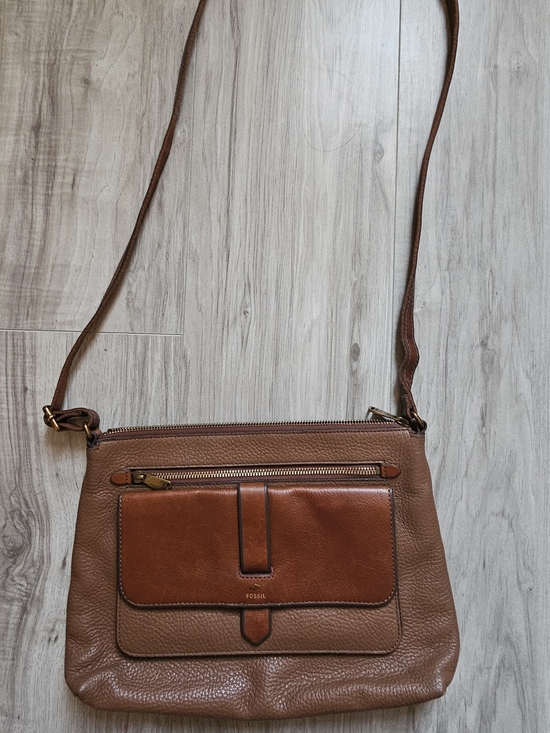 Fossil Handbags - Fossil Two-Tone Tan and Brown Leather Crossbody Bag